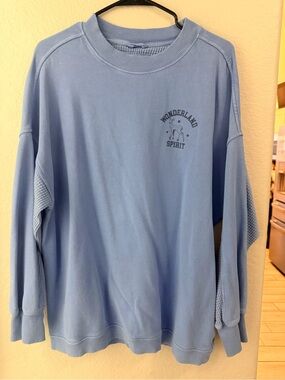 aerie Light Blue Crewneck Sweater with Small Chest Logo